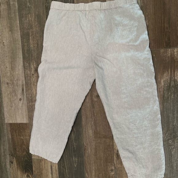 J.Jill Love Linen Capri Cropped Pants Light Gray Elastic Waist Womens Size Small - Picture 7 of 7